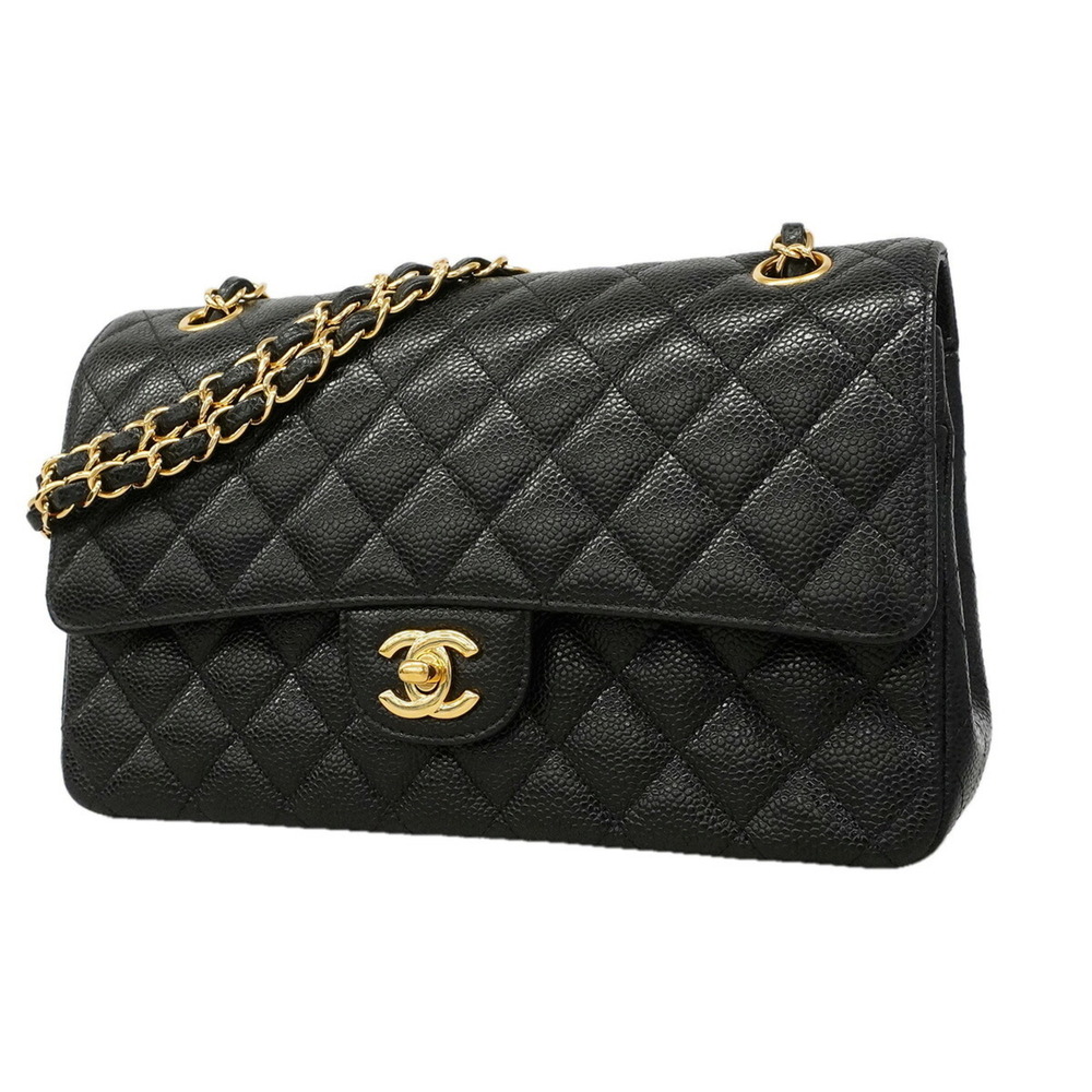 Chanel Matelassé Shoulder Bag, Double Flap, Chain, Caviar Leather, Black, Wom...